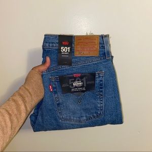 Levi's 501 Skinny Jeans Nibbed Hem Blue Mark